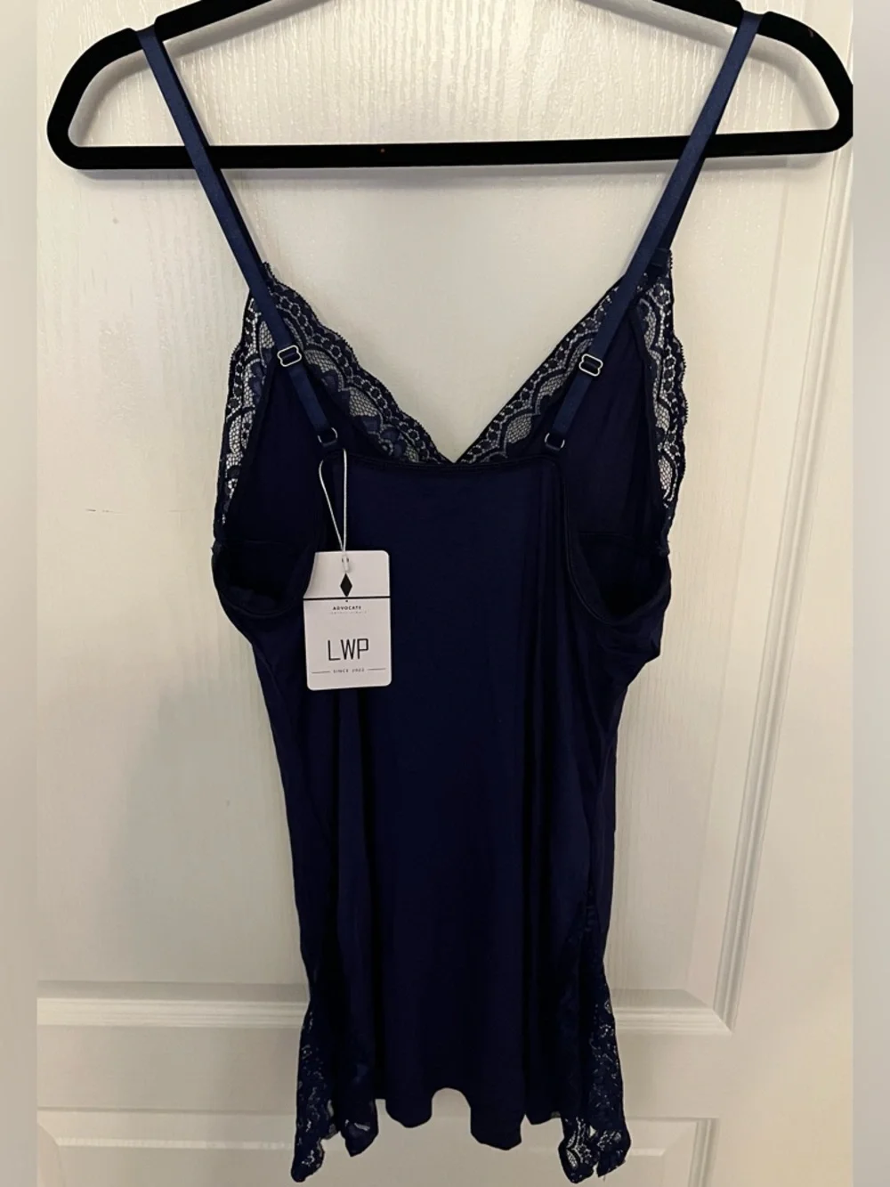Classic Navy Lace-Trim Chemise Slip - Women - Picture 2 of 4